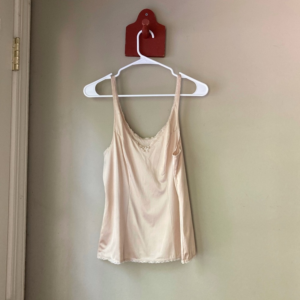 FINAL PRICE Vintage Vanity Fair Tanish Cream Bow Detail Cami Tank Top 34/40